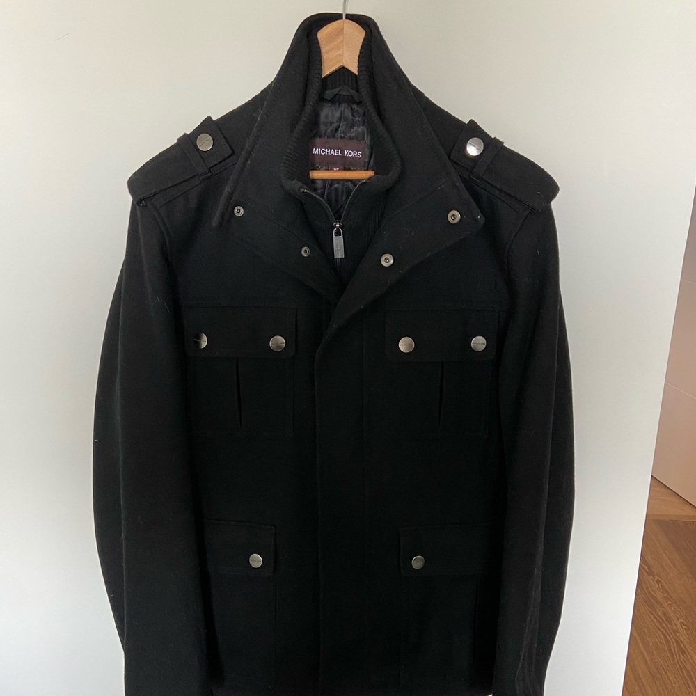 Michael Kors Black Men’s Wool Pea Coat